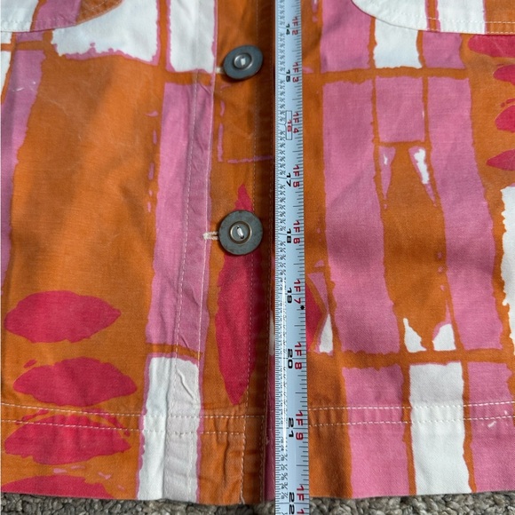 Anthropologie Porridge Ria Printed Shirt Jacket Medium Orange bold colorful pink - Picture 10 of 11